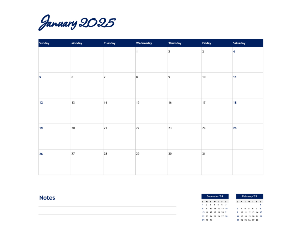 2025 Calendar Template   Excel | Google Sheets   Highfile Throughout  Calendars 2025 | CalendarCrazePrint.Com