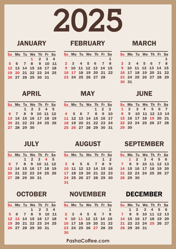 Printable Free 2025 Calendar with Holidays | Calendars 2025