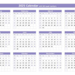 2025 Calendar With Week Numbers (Us And Iso Week Numbers) Regarding  Calendars 2025 | CalendarCrazePrint.Com