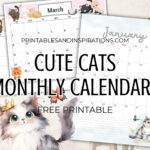 2025 Cute Cats Free Printable Monthly Calendar   Printables And Inside Printable Cat Calendar 2025  | CalendarCrazePrint.Com