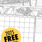 2025 Free Calendar   Printable Coloring Calendar Throughout Free Printable Coloring Calendar 2025 For Adults  | CalendarCrazePrint.Com