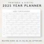 2025 Jahresplaner Druckbar, Jahresplanungskalender, Kalenderposter, 2025  Digitaler Kalender, 2025 Kalender, 2025 Planer, Das Jahr Auf Einen Blick   With Regard To 2025 Printable Wall Calendar | CalendarCrazePrint.Com