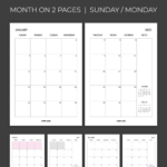 2025 Monthly Planner Calendar Free Printable   Month On 2 Pages For Calendar Planner 2025 Printable Free | CalendarCrazePrint.Com