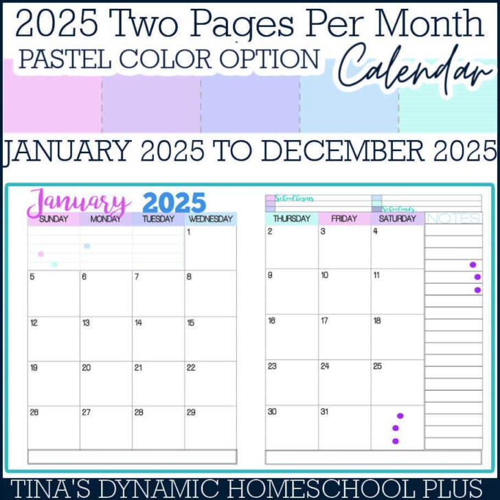 Printable Calendar 2025 2 Months Per Page Calendars 2025