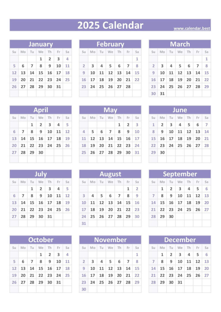 2025 Portrait Calendar Printable | Calendars 2025