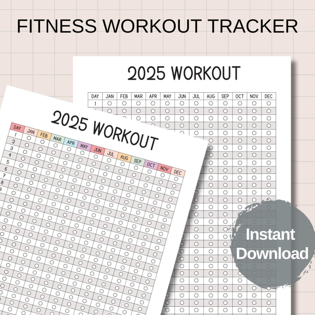 2025 Printable Fitness Workout Tracker, Übungstracker, Färbung Intended For Fitness Calendar 2025 Printable  | CalendarCrazePrint.Com