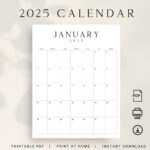 2025 Printable Kalender 2025 Monatsplaner Portrait 2024 Luxe Monatskalender  Hochformat A4 Letter Size Sonntag & Montag Startkalender Pdf   Etsy.de Pertaining To  Calendars 2025 | CalendarCrazePrint.Com