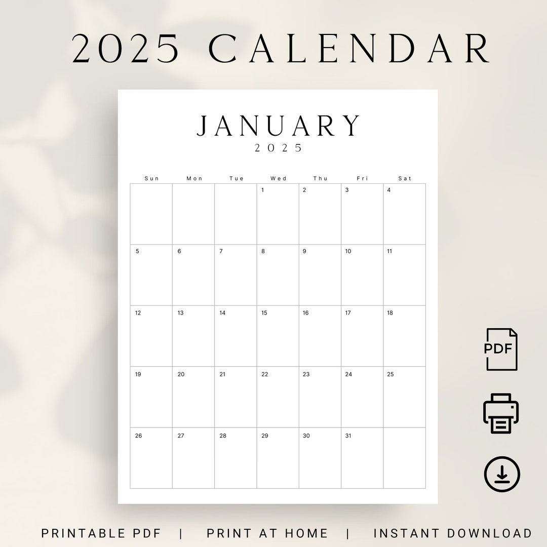 2025 Printable Kalender 2025 Monatsplaner Portrait 2024 Luxe Monatskalender Hochformat A4 Letter Size Sonntag &amp;amp; Montag Startkalender Pdf - Etsy.de pertaining to Calendars 2025 | CalendarCrazePrint.Com