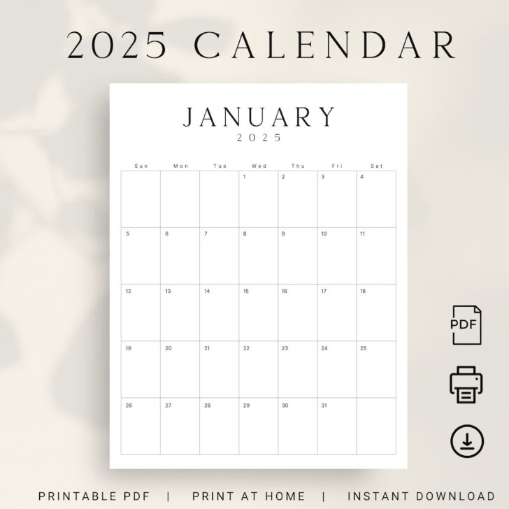 Printable Calendar 2025 Portrait | Calendars 2025