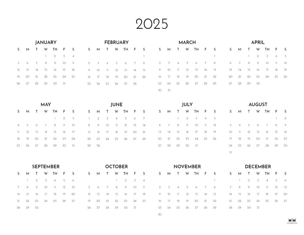 2025 Weekly Calendars - All 52 Weeks | Printabulls with regard to 2025 Calendar Cover Printable | CalendarCrazePrint.Com