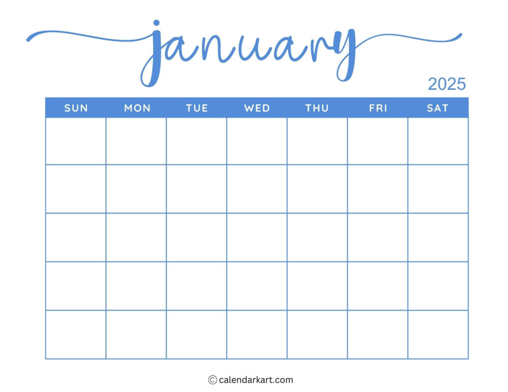 40+ Printable January 2025 Calendars | Free Pdf   Calendarkart For January 2025 Calendar Printable Free | CalendarCrazePrint.Com