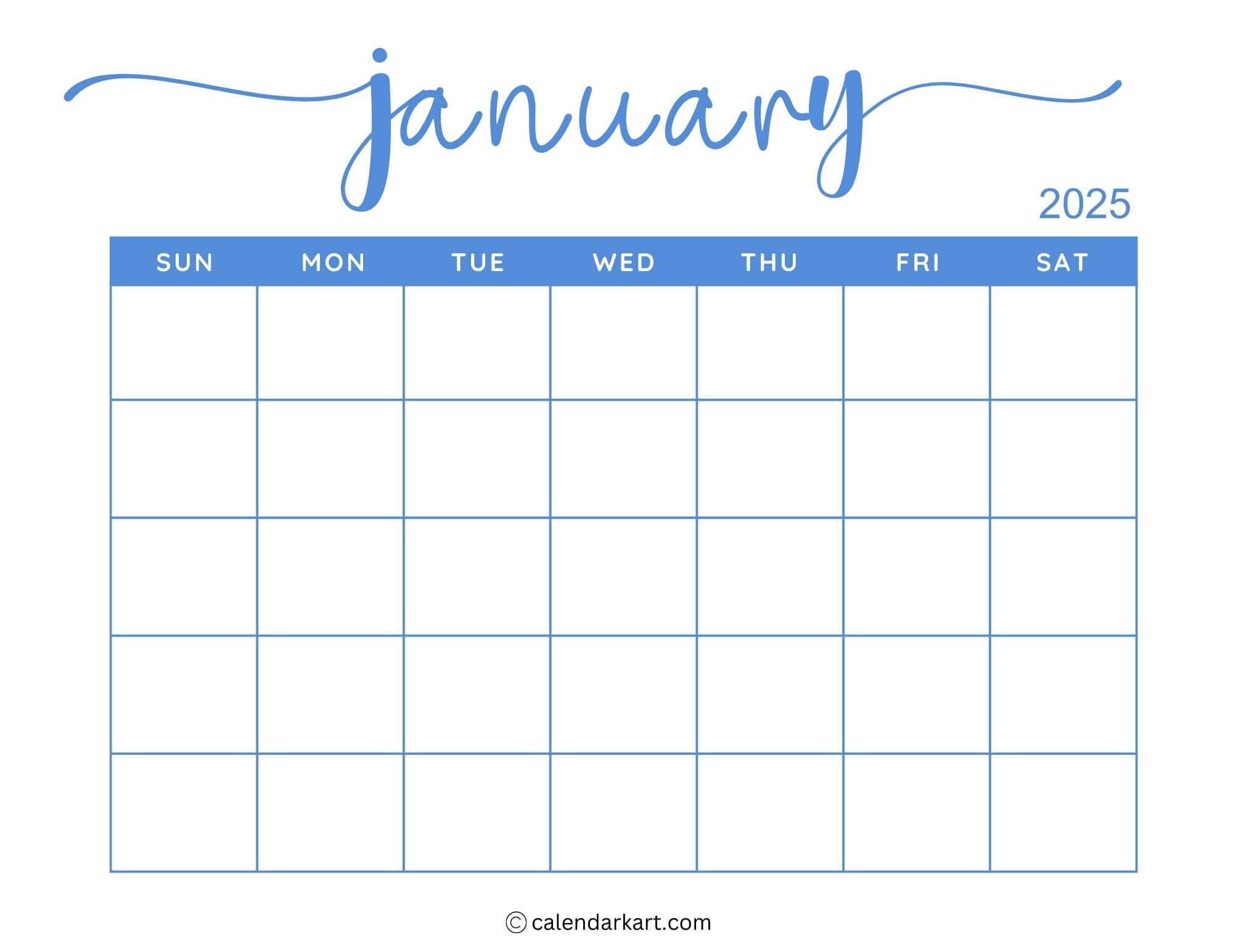 40+ Printable January 2025 Calendars | Free Pdf - Calendarkart for January 2025 Calendar Printable Free | CalendarCrazePrint.Com