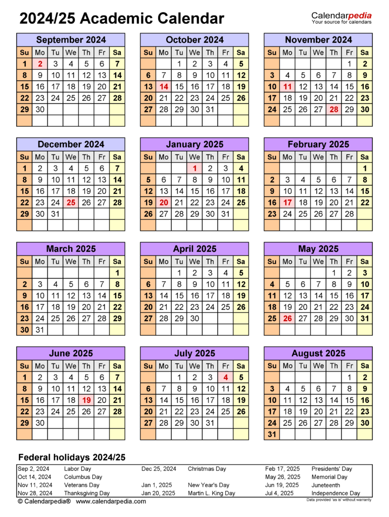 Academic Calendar Lindenwood Intended For  Calendars 2025 | CalendarCrazePrint.Com