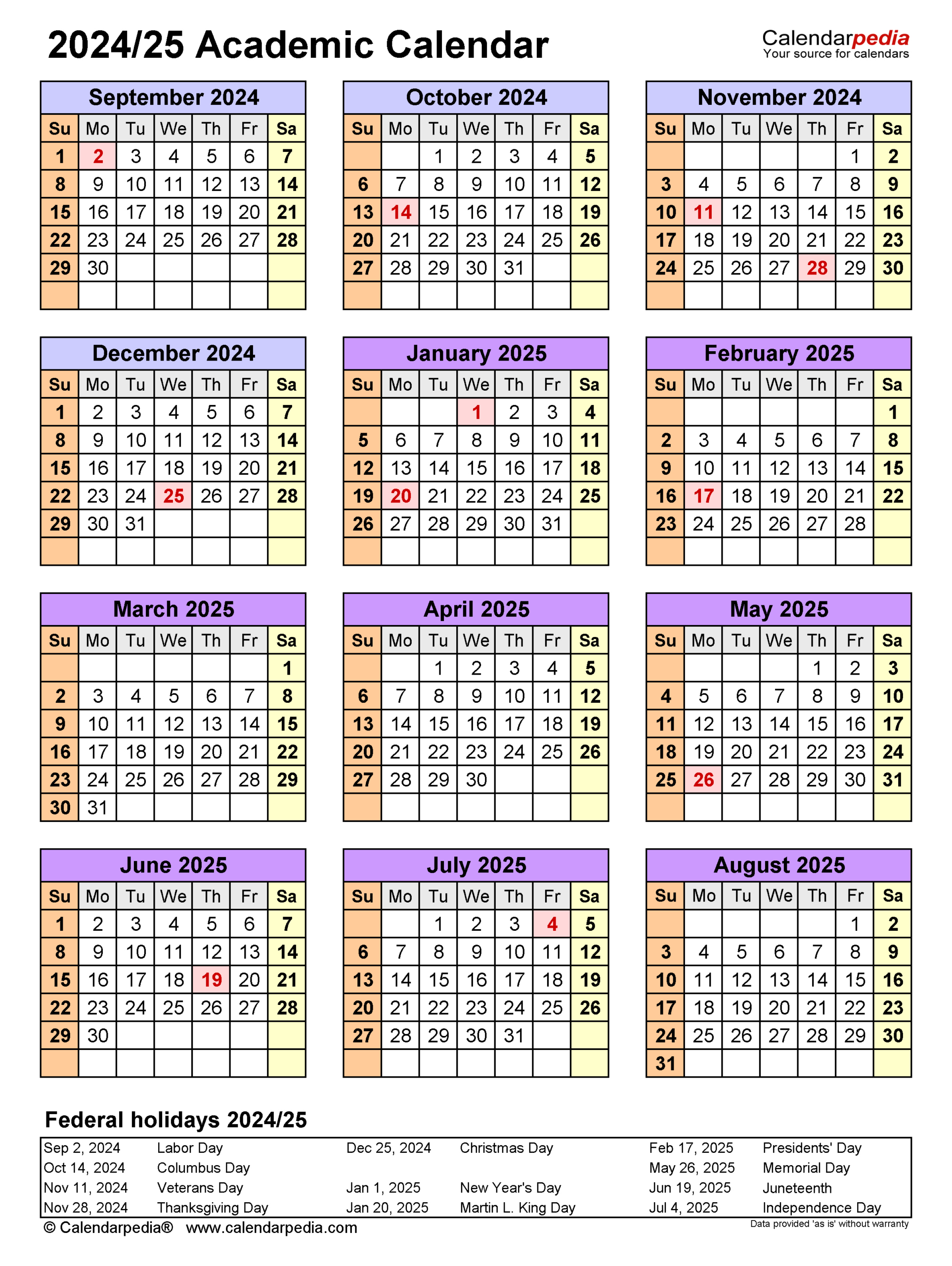 Academic Calendar Lindenwood intended for Calendars 2025 | CalendarCrazePrint.Com