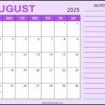 August 2025 Calendar (Free Printable) – Diy Projects, Patterns Within  Calendars 2025 | CalendarCrazePrint.Com