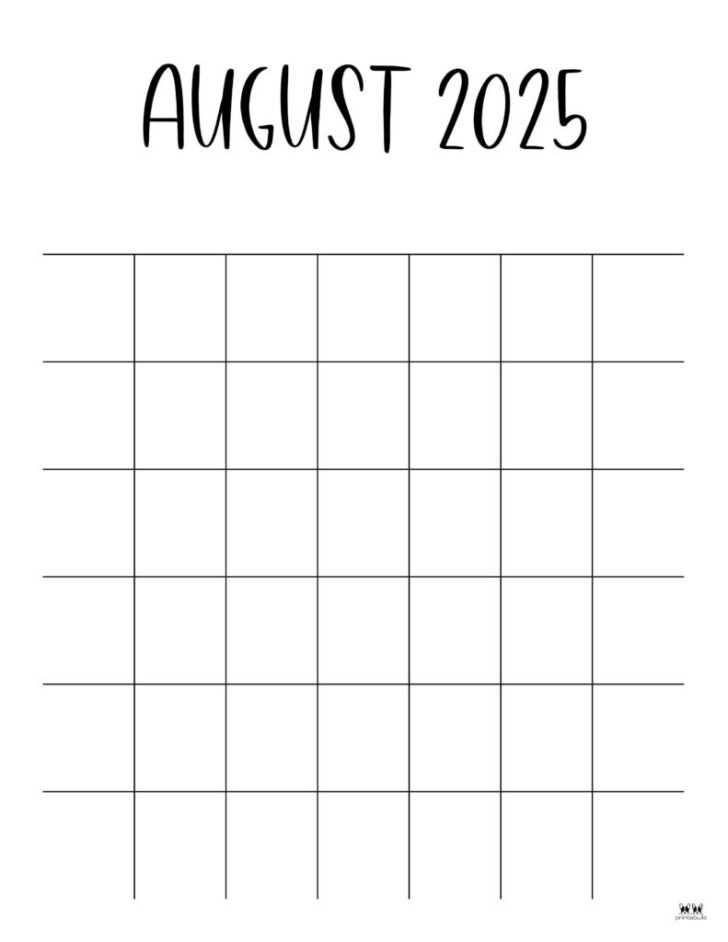 Blank August 2025 Calendar Printable | Calendars 2025