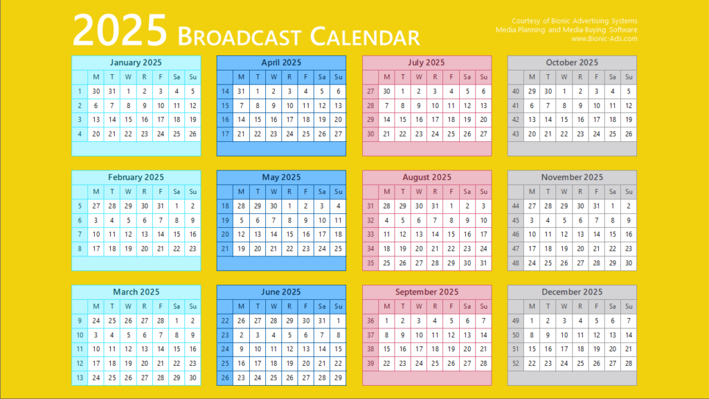 Broadcast Calendar 2025 – Free Downloads – Customizable Regarding Broadcast Calendar 2025 Printable | CalendarCrazePrint.Com