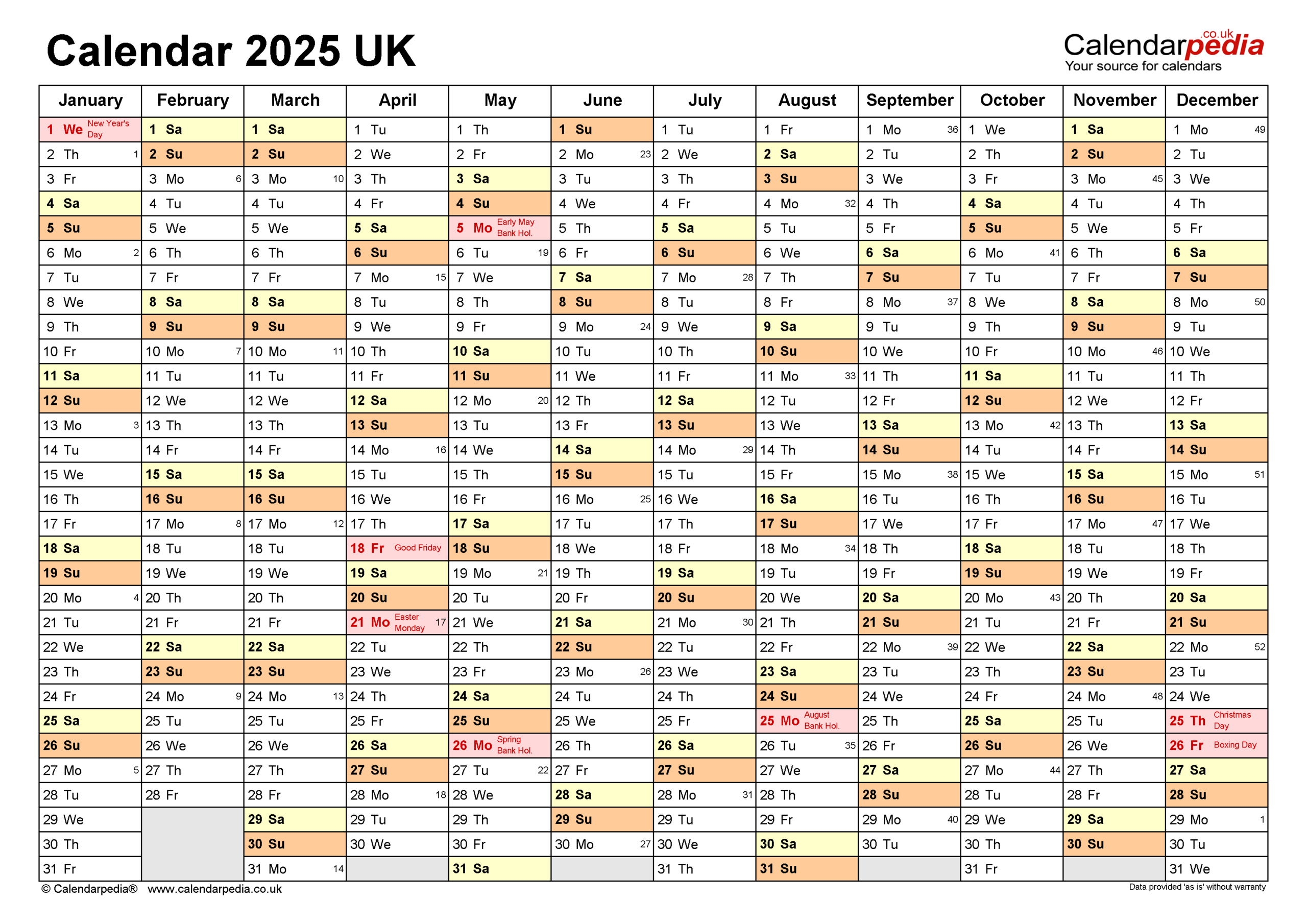 Calendar 2025 (Uk) - Free Printable Microsoft Word Templates intended for Calendars 2025 | CalendarCrazePrint.Com