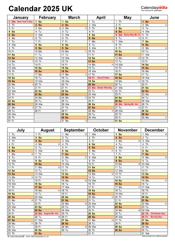 Calendar 2025 (Uk)   Free Printable Pdf Templates For 6 Month Printable Calendar 2025  | CalendarCrazePrint.Com