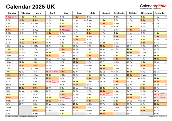 Calendar 2025 UK Printable | Calendars 2025