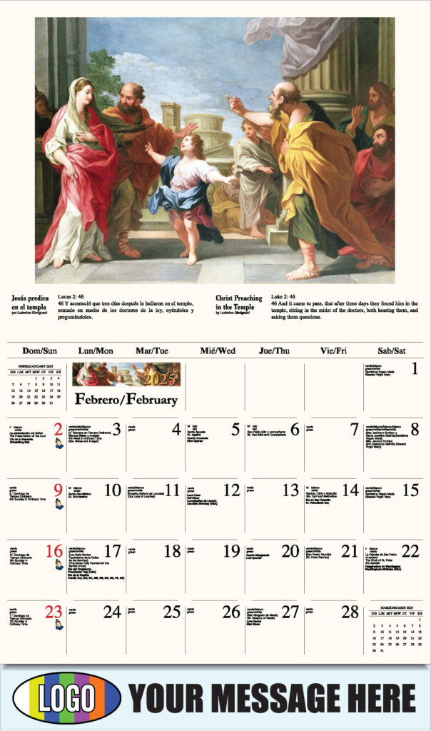 Catholic Inspiration (Spanish English Bilingual) Inside Catholic Calendar February 2025