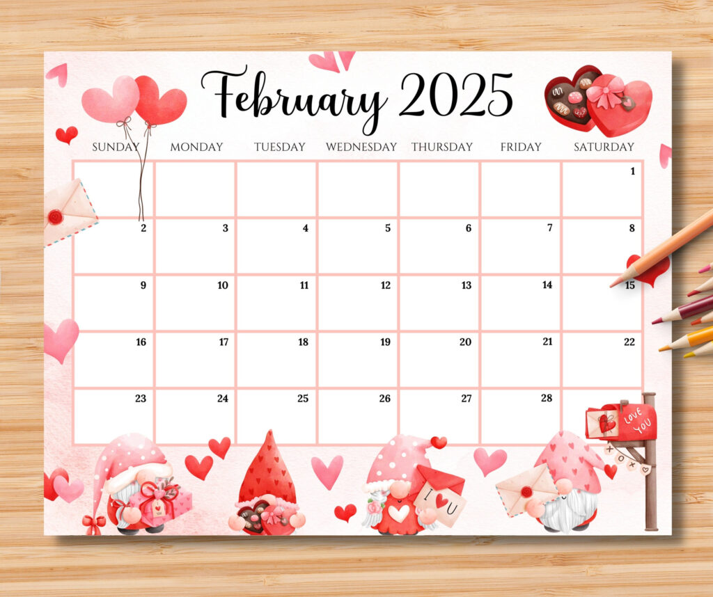 Editable February 2025 Calendar, Sweet Valentine 2025 With Cute Throughout February 2025 Calendar Valentine&#039;s Day