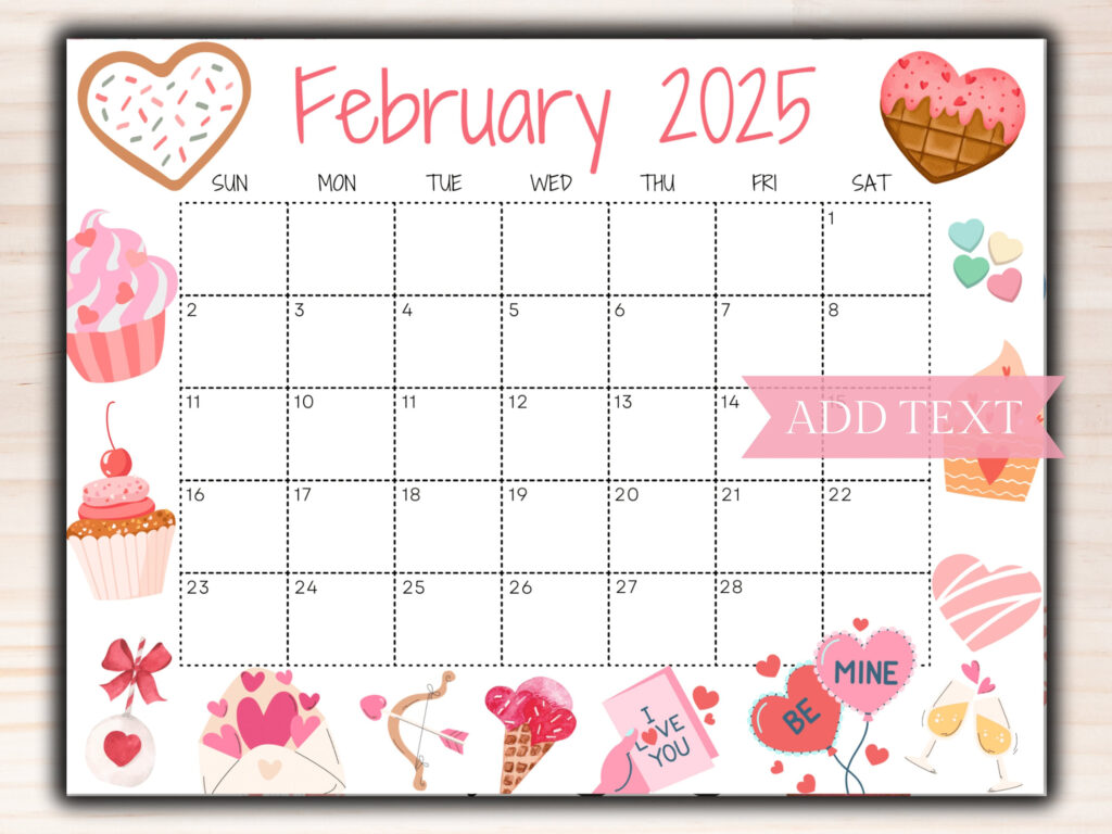 Editable February Calendar 2025, Printable Calendar 2025, Cute Regarding Cute February 2025 Calendar