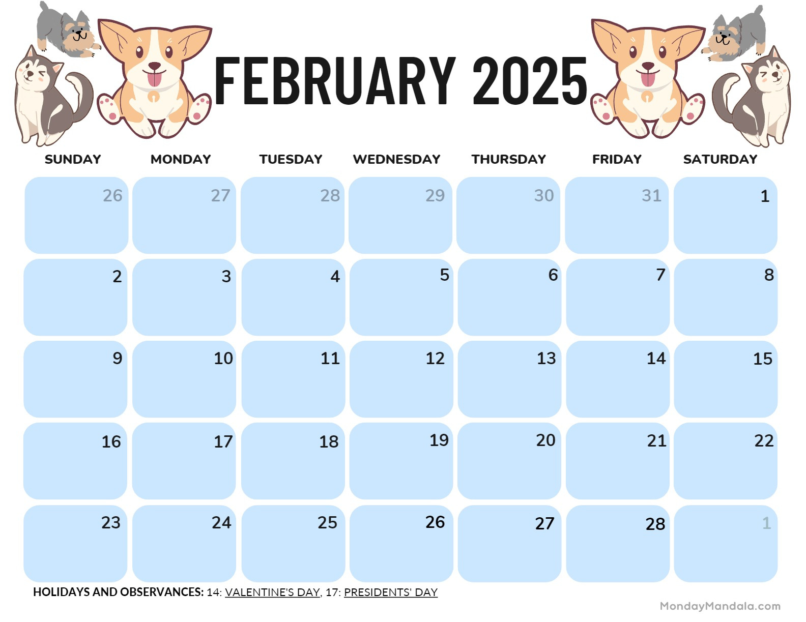 February 2025 Calendar (52 Free Pdf Printables) with Cute February 2025 Calendar Printable | CalendarCrazePrint.Com