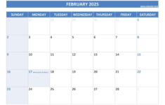 February 2025 Calendar -Calendar.best for February 2025 Printable Calendar With Holidays