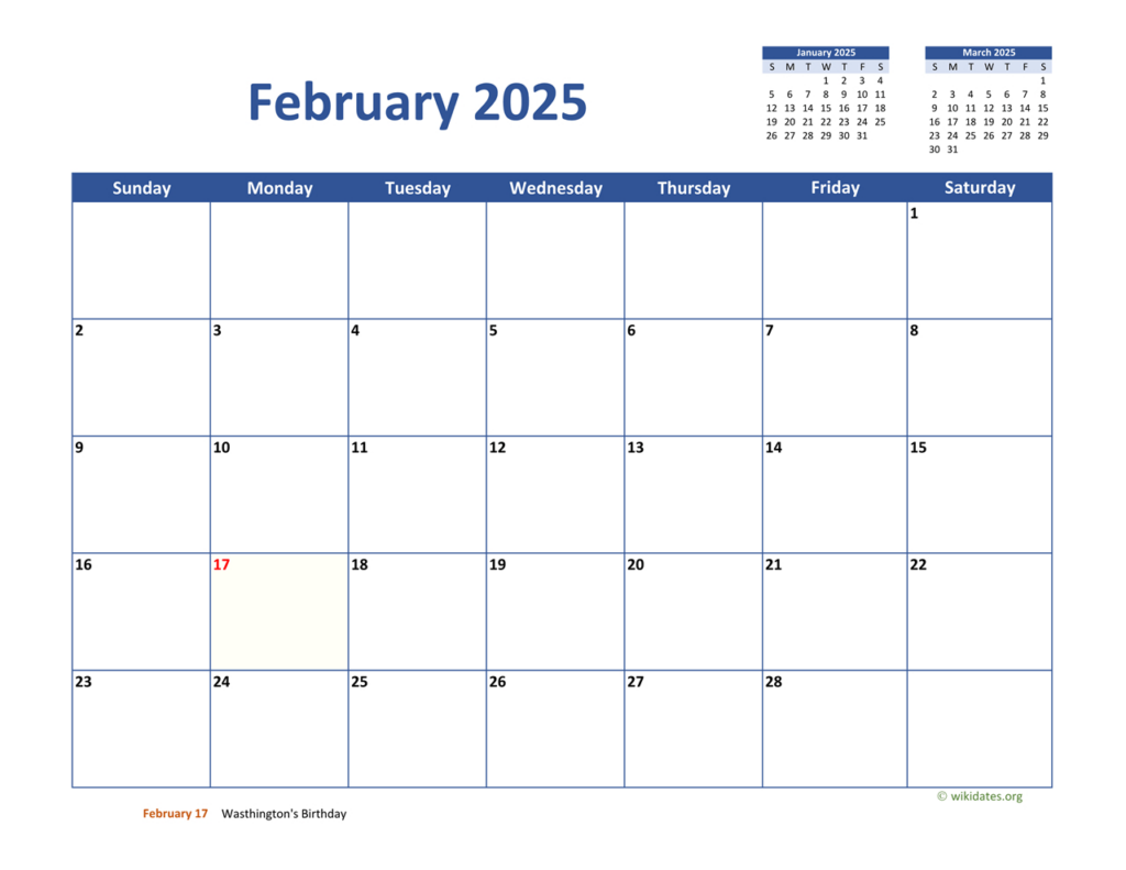 February 2025 Calendar Classic | Wikidates Intended For Wiki Calendar February 2025 February 2025 Calendar Classic | Wikidates Intended For Wiki Calendar February 2025