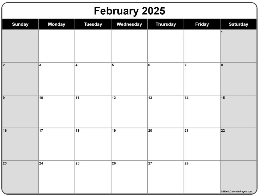 February 2025 Calendar | Free Printable Calendars For February 2025 Blank Calendar