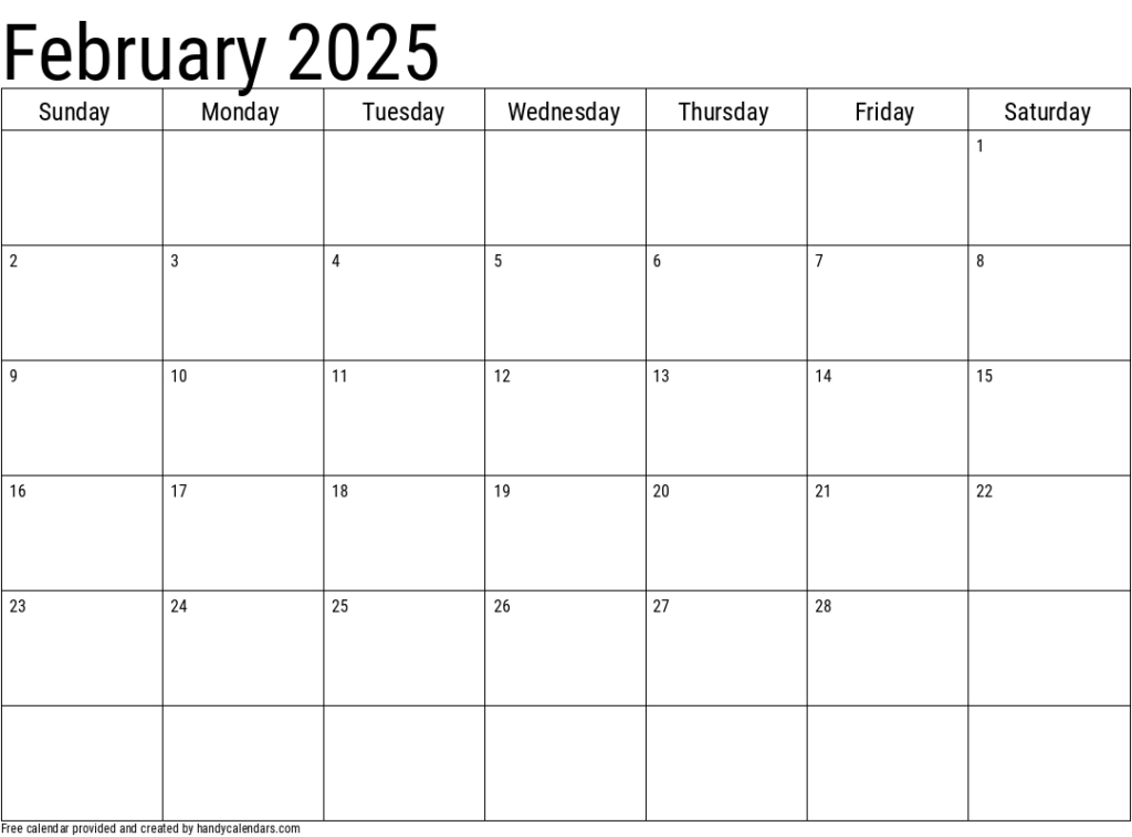 February 2025 Calendar   Handy Calendars For Calendar 2025 February