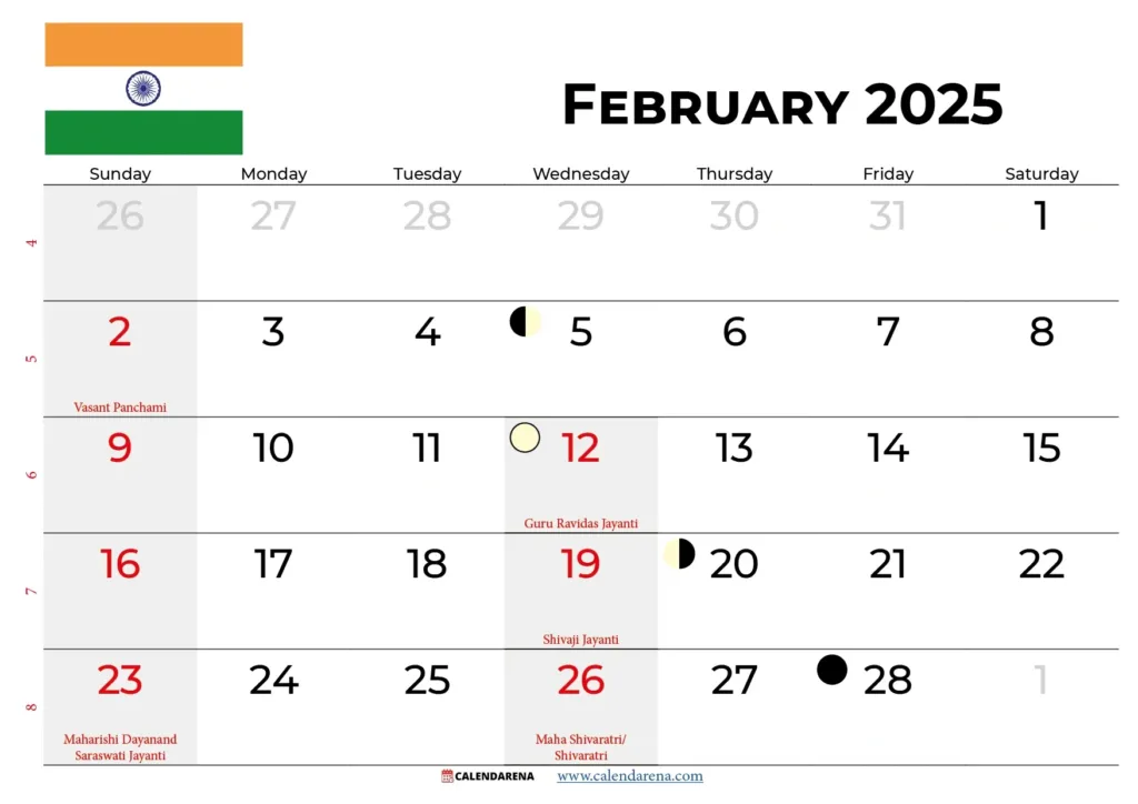 February 2025 Calendar India Pertaining To February 2025 Calendar Holiday