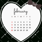 February 2025 Calendar Love Design Vector, February 2025, February Throughout February 2025 Calendar Design