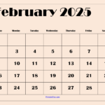 February 2025 Calendar Printable Pdf Template With Holidays For 2025 Calendar Of February