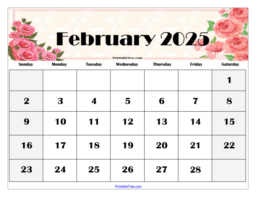 February 2025 Calendar Printable Pdf Template With Holidays In February 2025 Calendar Design