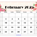 February 2025 Calendar Printable Pdf Template With Holidays In February 2025 Calendar Design