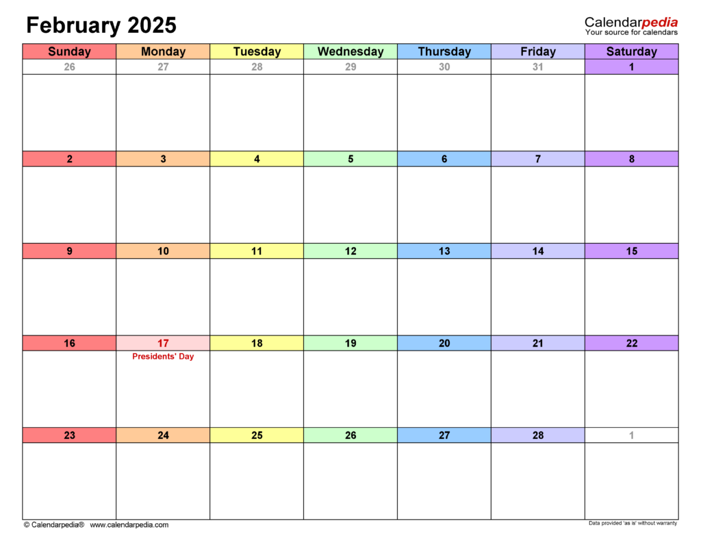 February 2025 Calendar | Templates For Word, Excel And Pdf Regarding February 2025 Fillable Calendar