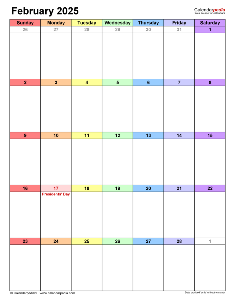 February 2025 Calendar | Templates For Word, Excel And Pdf With Show February 2025 Calendar