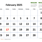 February 2025 Calendar With Extra Large Dates | Wikidates Inside February 24th Calendar 2025