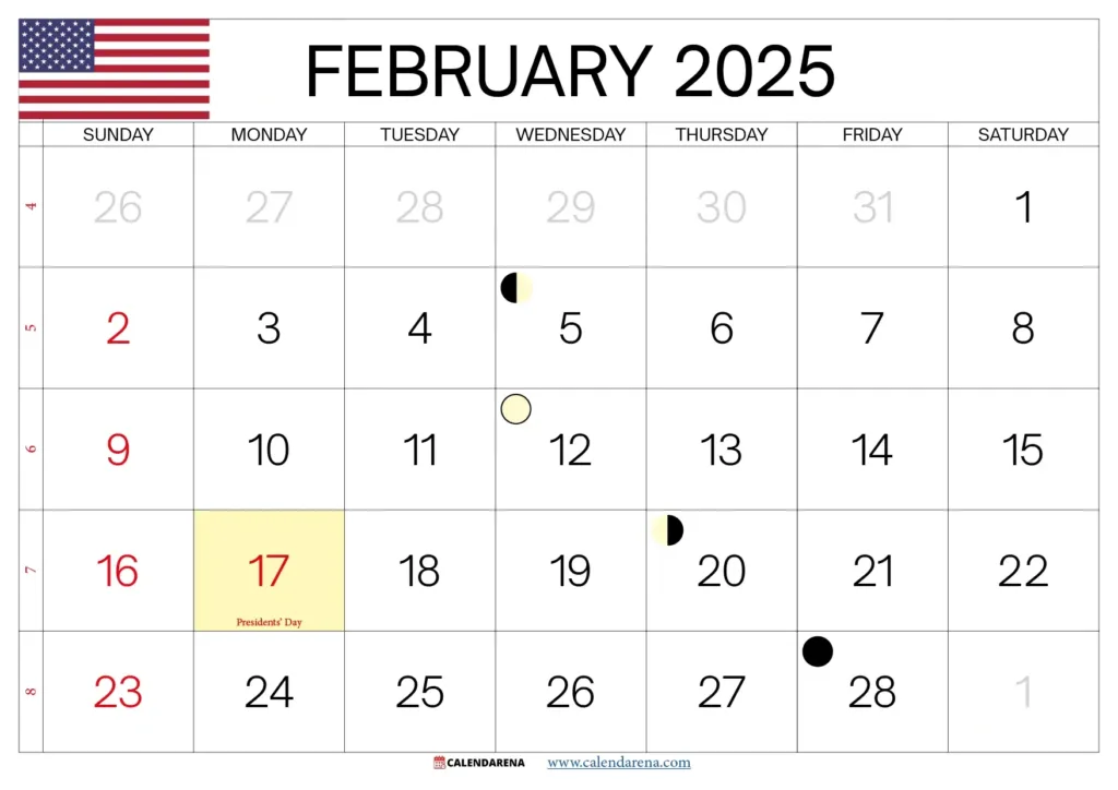 February 2025 Calendar With Holidays For February 2025 Calendar Holiday