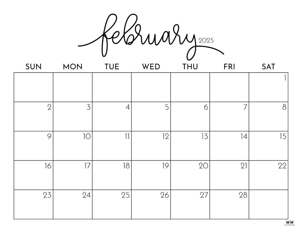 February 2025 Calendars - 107 Free Printables | Printabulls for Pictures For February Calendar 2025