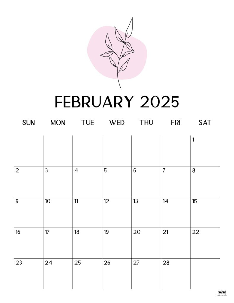 February 2025 Calendars - 107 Free Printables | Printabulls in February 2025 Calendar Vertical Printable