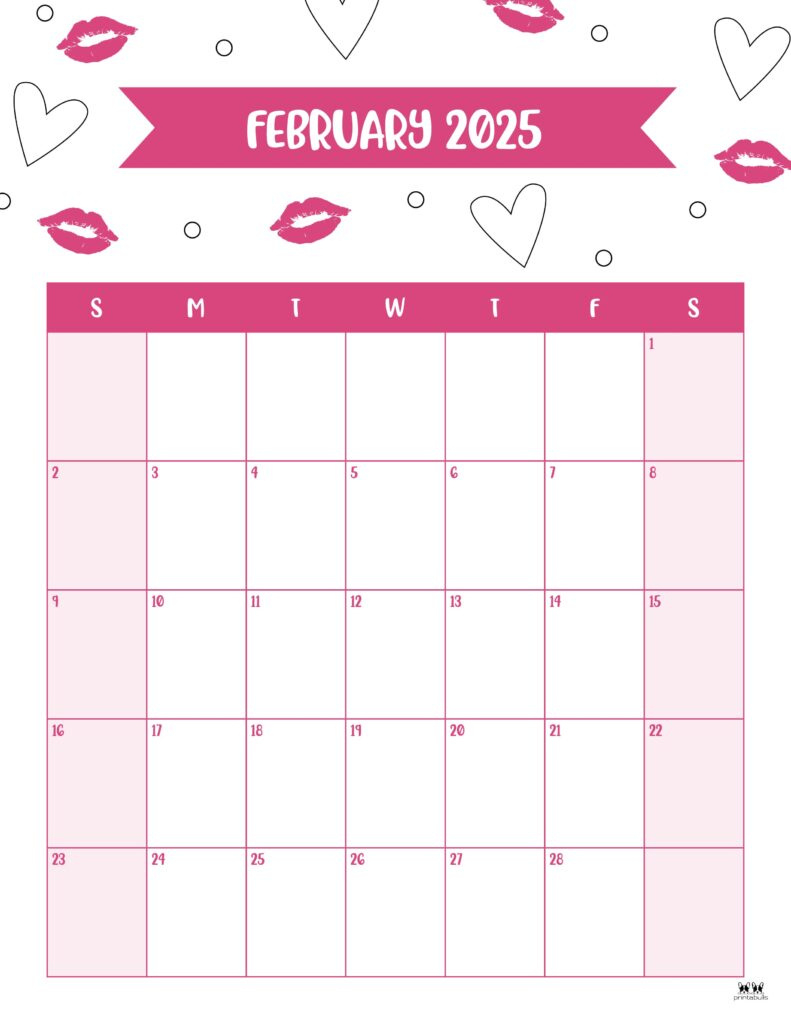 February 2025 Calendars - 107 Free Printables | Printabulls throughout February 2025 Calendar Vertical Printable