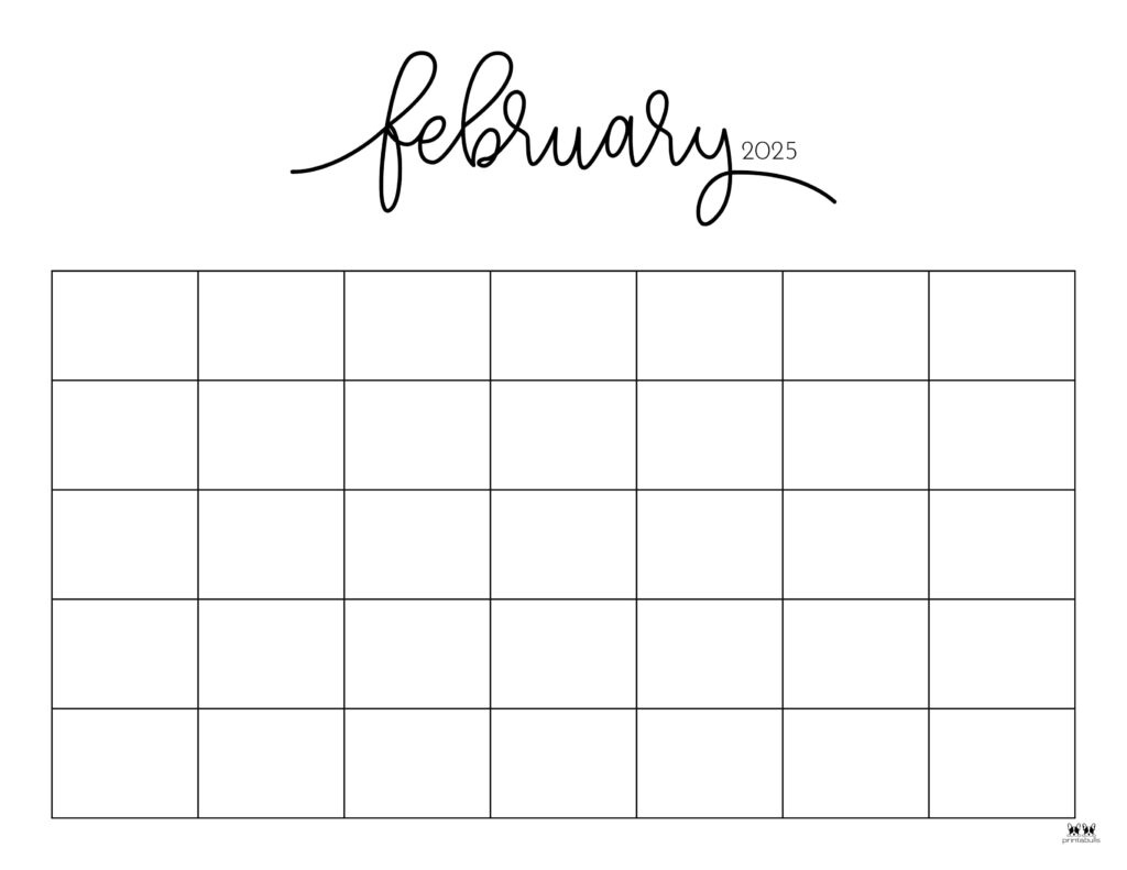 February 2025 Calendars - 107 Free Printables | Printabulls throughout February Blank Printable Calendar 2025