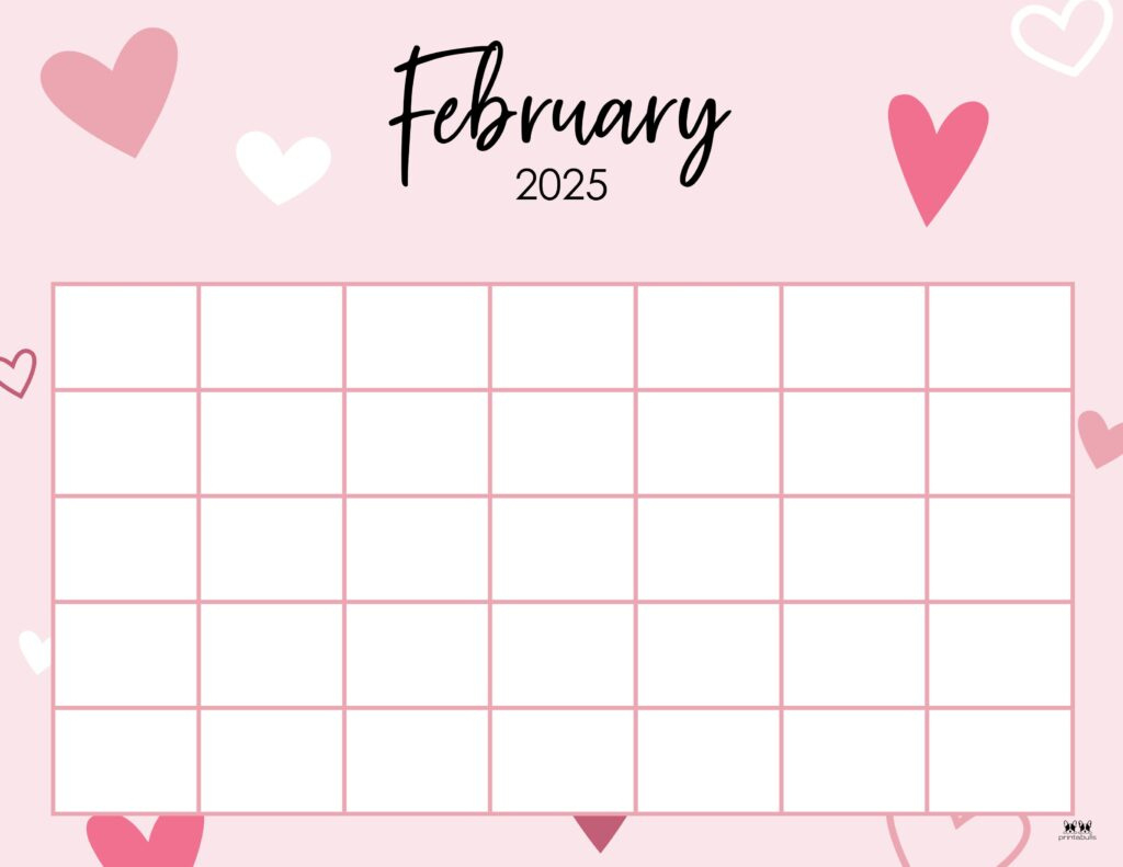 February 2025 Calendars - 107 Free Printables | Printabulls with Cute February 2025 Calendar