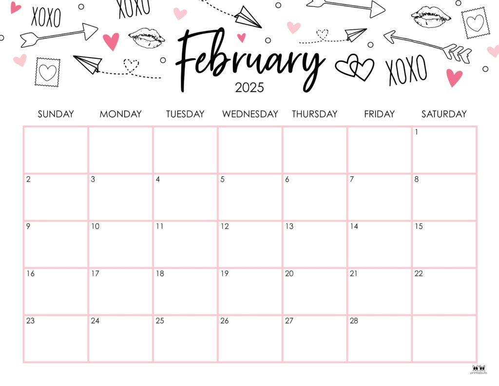 February 2025 Calendars - 107 Free Printables | Printabulls with regard to February 2025 Calendar Printabulls