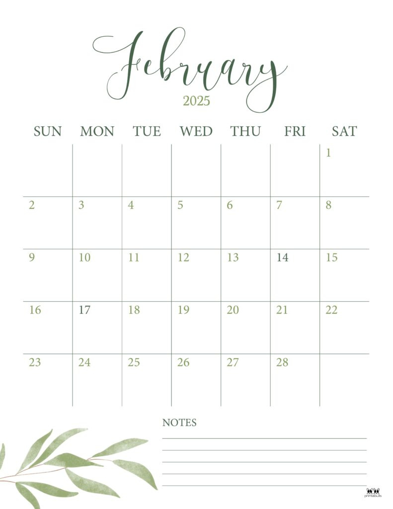 February 2025 Calendars - 107 Free Printables | Printabulls with regard to Show Me A Calendar For February 2025