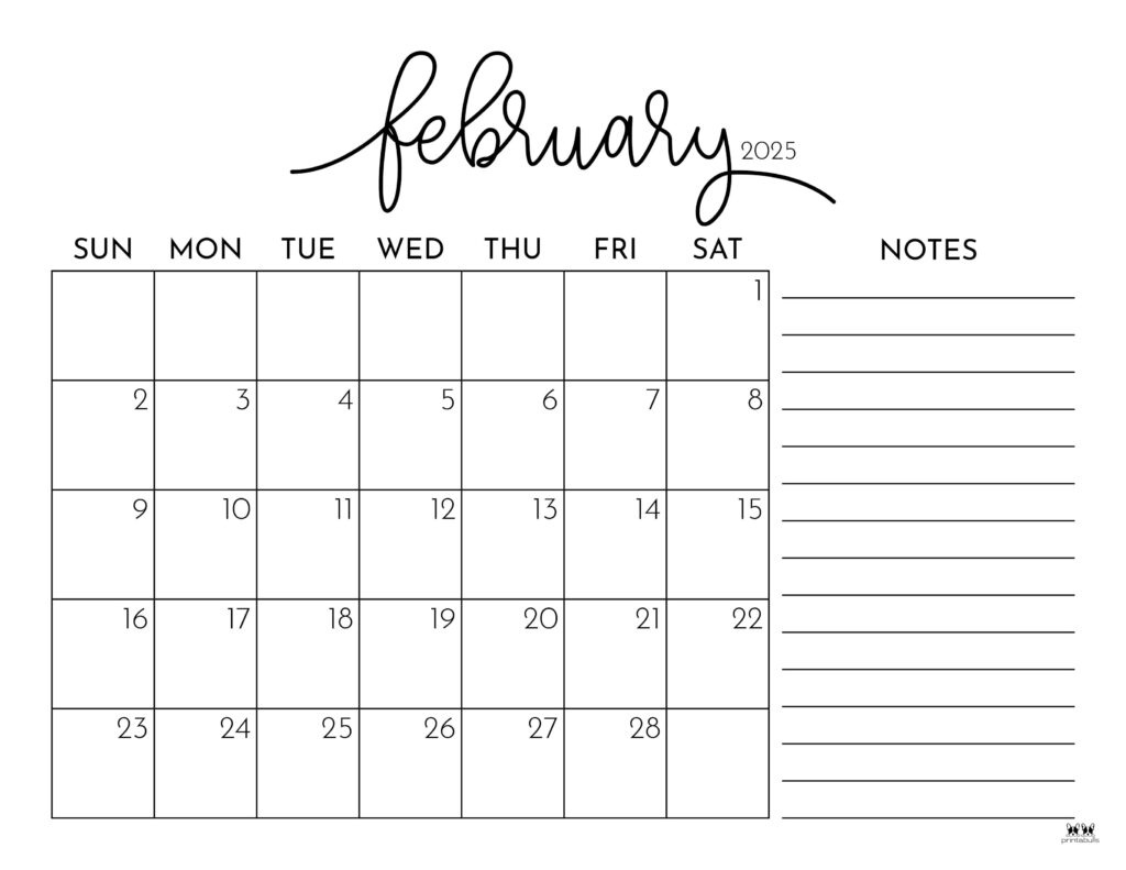 February 2025 Calendars - 107 Free Printables | Printabulls within Print February Calendar 2025
