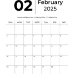 February 2025 Calendars   Free Printable & Fillable Inside February Blank Calendar 2025 Printable